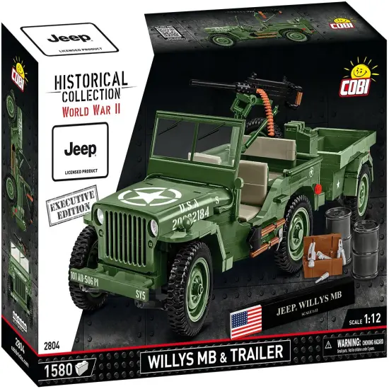 COBI Historical Collection WWII JEEP Willys MB + Trailer 1:12 Scale Vehicle EXECUTIVE EDITION {1}