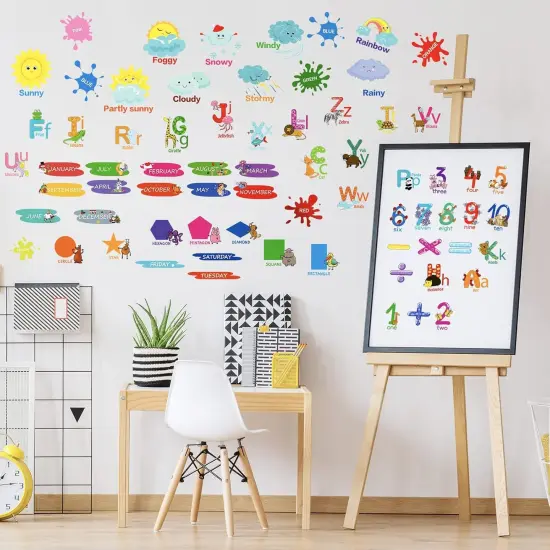 9 Sheets Alphabet Wall Decals Educational Number Wall Stickers {4}
