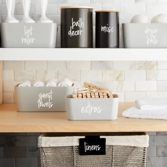 Talented Kitchen 141 Laundry Labels for Jars, Containers - Preprinted White Script Stickers for Linen Closet, Bathroom, Cleaning Supplies Organization (Water Resistant) {3}