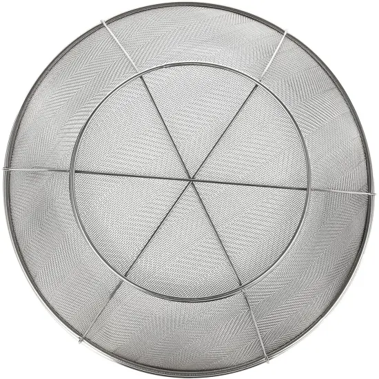 Large Fine Mesh Strainer for Kitchen - Metal Stainless Steel Colander for Rice, Pasta, Quinoa, Yogurt (11x4 In) Silver {6}