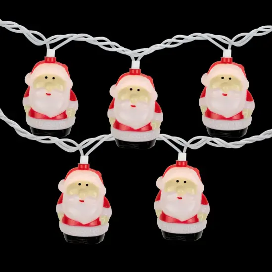 Northlight Santa Claus Christmas Light Set - Clear - 6' Green Wire - 10ct White {5}