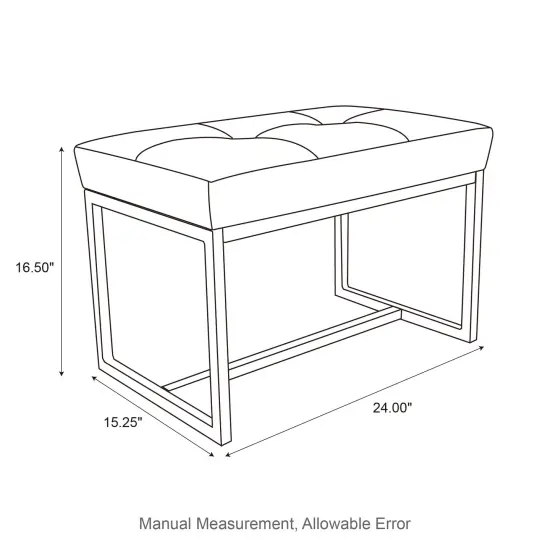 24"W Modern PU Leather Button-tufted Ottoman Foot Stool Green {9}