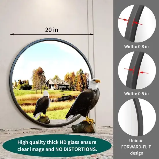 20'' Black Round Mirror, Circle Wall Mirror for Bathroom Vanity {5}
