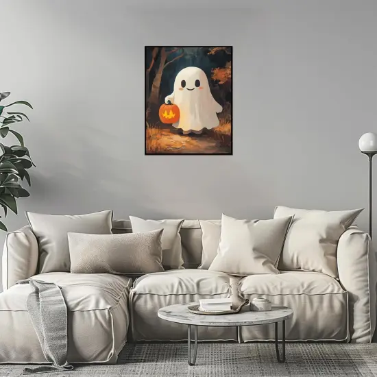 Ghost Holding a Pumpkin Lantern Paint by Number {4}