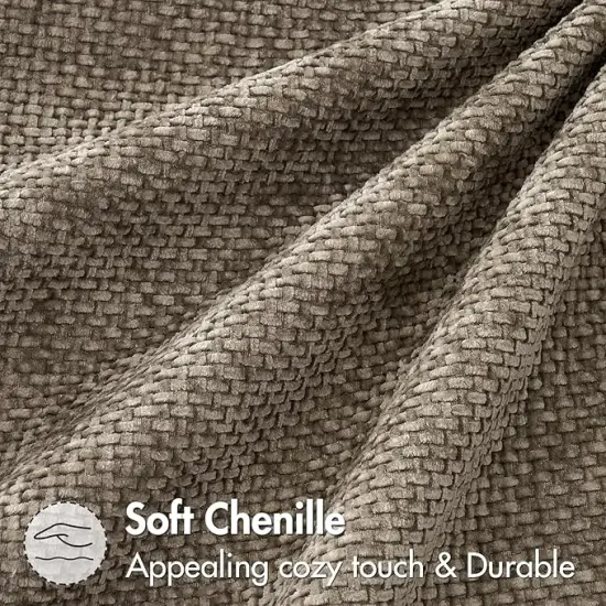 Pack of 2 Khaki Decorative Pillow Covers 18x18 Inch Soft Chenille Couch Throw Pillows Farmhouse Cushion Covers for Home Decor Sofa Bedroom Living Room {3}