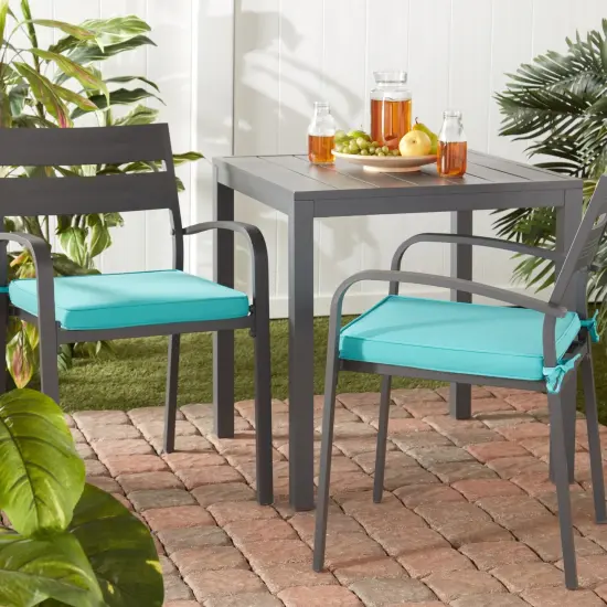 Sunbrella 17 in. Square Outdoor Dining Chair Pad (2-Pack) Coal {3}