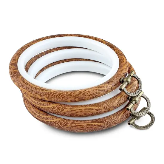 3 Pieces 4 Inch Embroidery Hoop Set Imitated Wood Display Frame Embroidery Hoops Circle Cross Stitch Hoop Ring for Art Craft Sewing and Hanging Ornaments Decor {2}