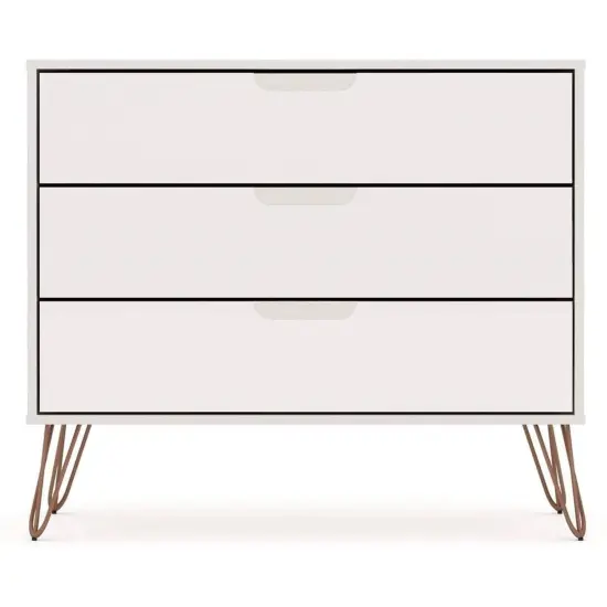 Modern Scandinavian MDF 3-Drawer Bedroom Dresser with Metal Legs Perfect for Any Room Off-White {1}