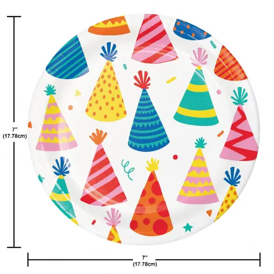 96 pc Bulk Hats Off Birthday Paper Dessert Plate {2}