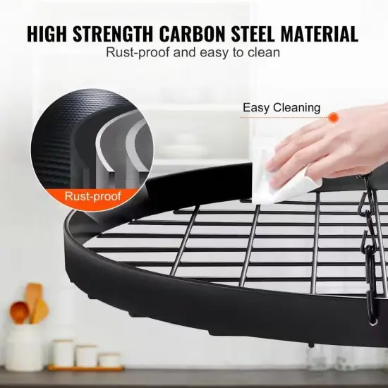 Ceiling Mount Hanging Pot Rack with 12 Hooks for Kitchen Organization {5}