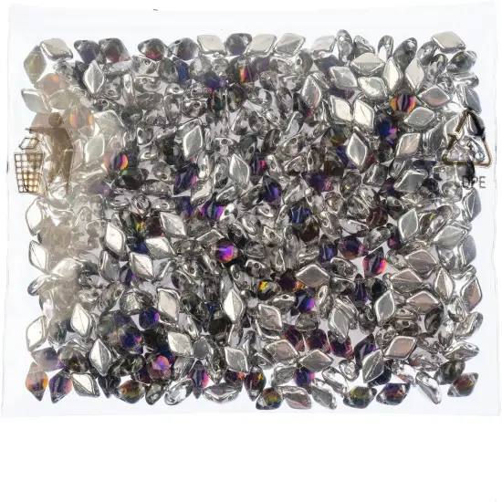 Matubo 2-Hole Czech Glass Backlit Gemduo Beads, 50g Crystal Heliotrope {2}