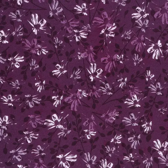 Mook Fabrics Aster Floral Cotton Fabric [108 in. Wide] - By The Yard Italian Plum {1}