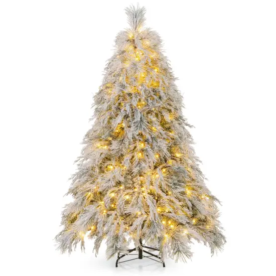 Costway 4.5/6/7 FT Pre-Lit Artificial Christmas Tree with 279/519/743 PVC & Pine Needles & PE Tips {7}