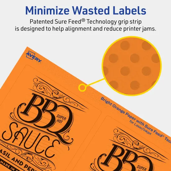 Avery Bright Orange Paper Labels, 4.75" x 3.75" Rectangle {4}