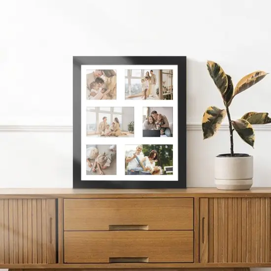 12x14 Picture Frame, Collage Picture Frame, Display Three 4x4 inch Photos and Three 4x6 inch Photos, for Available Horizontal Wall Mounting Display and Vertical, Black. {4}