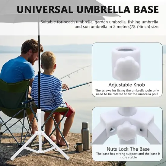 Summer Beach Umbrella Stand Base,Portable Foldable Sun Umbrella Stand White Triangular Iron Support Base for Patio Beach Garden Camping Fishing Outdoor Sunshade Stand {4}