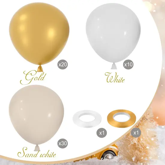 White Sand Gold Balloons Garland Arch Kit 60pcs 12inch Sand White and Metallic Gold Balloon Kit for Birthday Anniversary Celebrations and Boho Wedding Party {4}