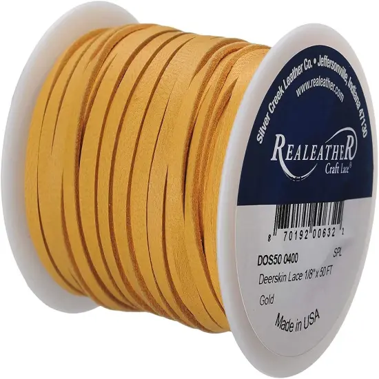 Realeather Deerskin Leather Lace | Size 3/16" x 50' (4.8mm x 15.24m) | 2/3 oz Thickness (.8-1.2mm) {7}