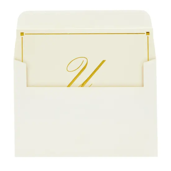 Gold Foil Letter U Personalized Blank Note Cards with Envelopes 4x6, Initial U Monogrammed Stationery Set (Ivory, 24 Pack) {6}
