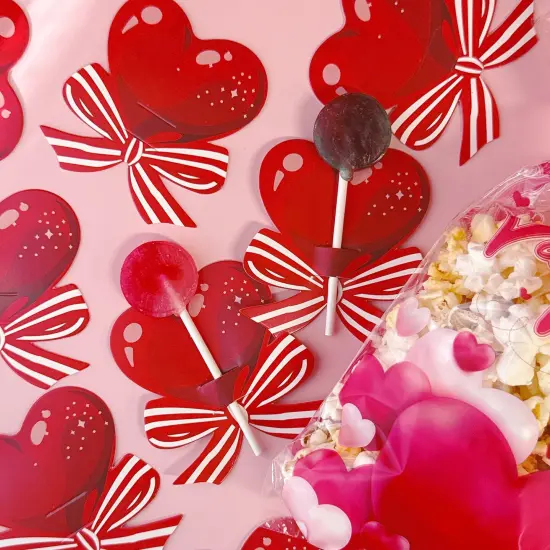 Wrapables Valentines Lollipop Paper Card Candy Holders, Hearts and Bows Party Supplies, Decorations, Party Favors (100pcs) {6}