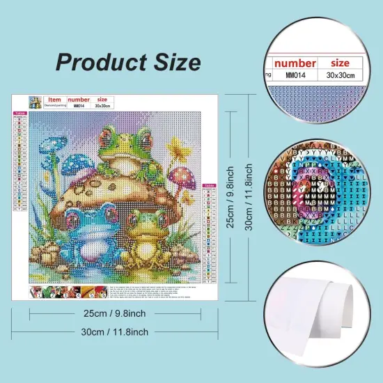 Frog Round Full Drill Diamond Art Kits 12&times;12Inch Mushroom {2}