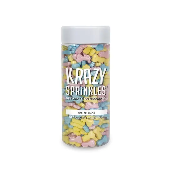 Krazy Sprinkles - Heart Key Shaped Sprinkles (1/2 Cup, 1x Jar) for Cakes, Ice Cream & Cookies {3}