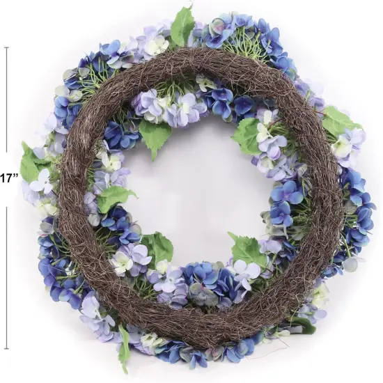 2-Pack: Mixed Blue Hydrangea Wreath with Grapevine Ring, Floral Home by Artificial Flowers {4}