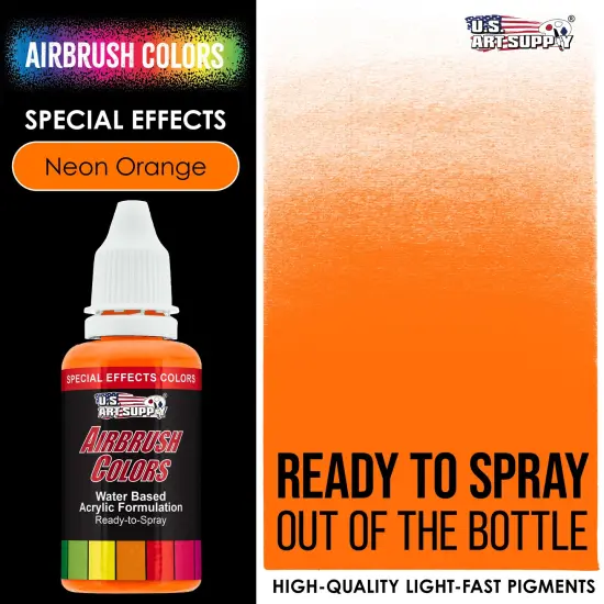 Neon Orange, Fluorescent Special Effects Acrylic Airbrush Paint, 1 oz. {2}