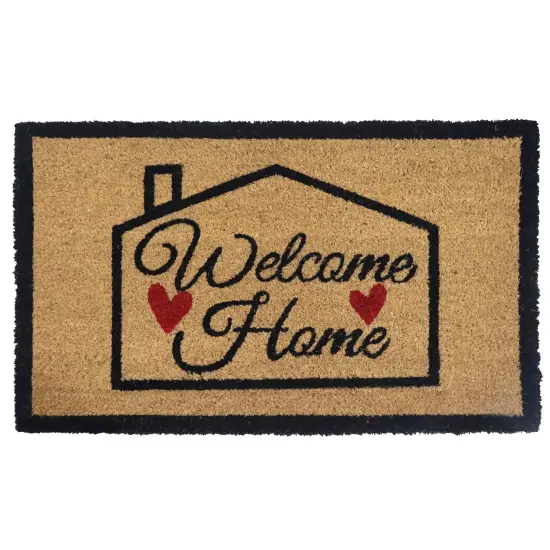 Gardenised Heavy Duty Coco Coir Doormat Non Slip PVC Baking Embossed Welcome Design Natural Coconut Fiber Floor Mat for Front Door Porch Patio Entryway Garage Mudroom & Outdoor Use 18x30" Hearty Welcome Home {1}