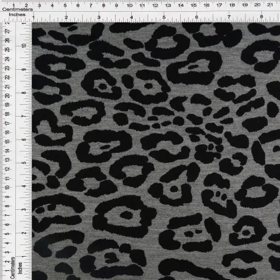 1 Yard French Terry Knit Fabric Animal Jaguar Cheetah Leopard Print 58/60" Width HGREY {5}