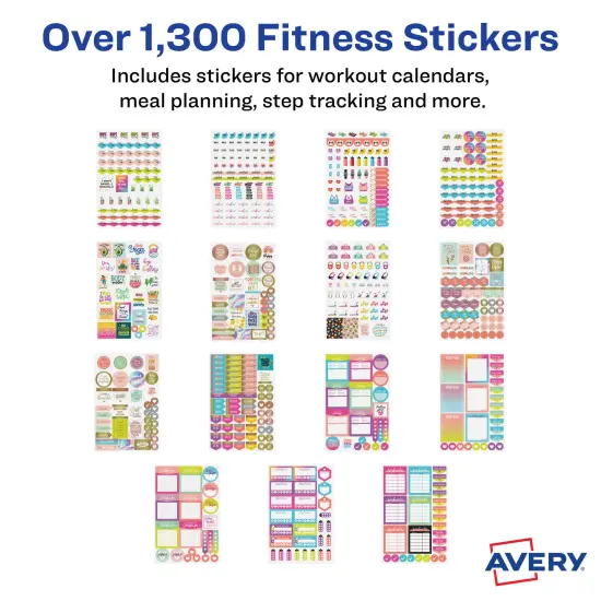 Avery Fitness Planner Stickers Pack, 1,362 Stickers, Health and Fitness Sticker Sheets (6787) {4}
