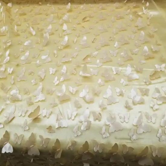 1 Yard Gold 3D Butterfly Embroidered Mesh Tulle Fabric for Dresses & Decorations {2}