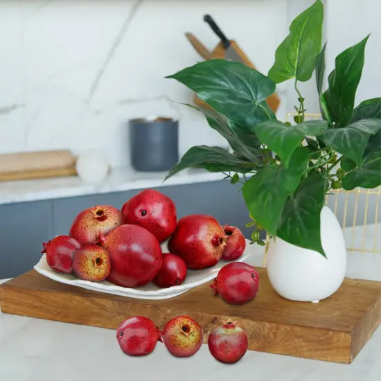 12PCS - Simulation Lifelike Fake Pomegranates Decoration Realistic {2}