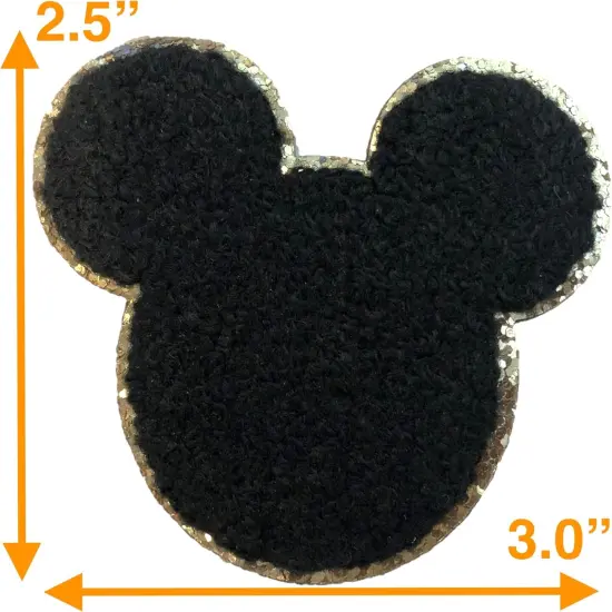 Mickey & Friends Sticker Patches 3M Adhesive w/ Gold Glitters (Mickey Black) {2}