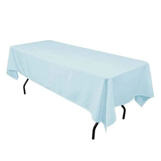 1 Yard Baby Blue Rectangle Polyester Washable Tablecloth 60 Inch Wide for 6 Foot Table Use {1}
