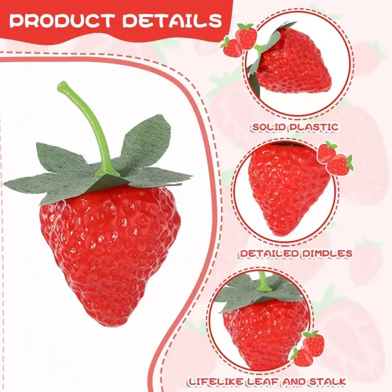 10 PCS Artificial Strawberries Fake Strawberries Plastic Lifelike Strawberry {3}