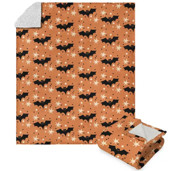 Halloween Silk Touch Sherpa Throw Blanket Flying Bats {1}