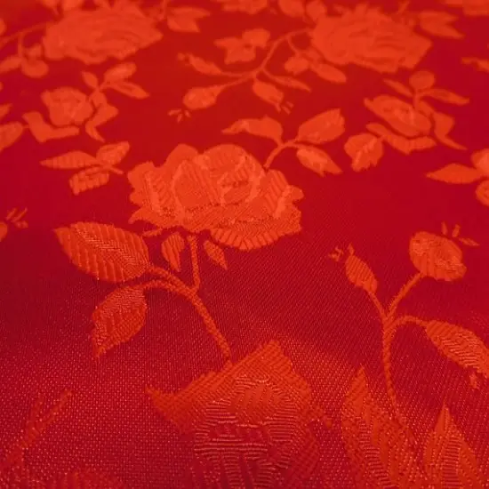 1 Yard Red Floral Jacquard Satin Fabric for Dresses Jackets Skirts Upholstery 54/56" Width 100% Polyester {5}