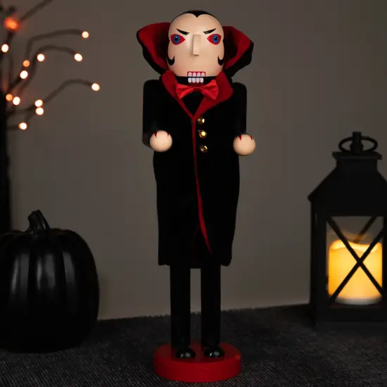 Northlight Vampire Wooden Halloween Nutcracker - 14" - Black and Red {1}