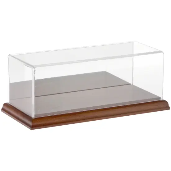 Plymor Clear Acrylic Display Case with Hardwood Base, 9" W x 3.5" D x 3" H Hardwood (Mirrored) {1}