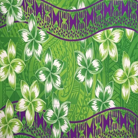 1 Pieces Plumeria Double Border Polyester Sarong, Tropical Beach Wrap 70" x 44.5" Lime Green {5}