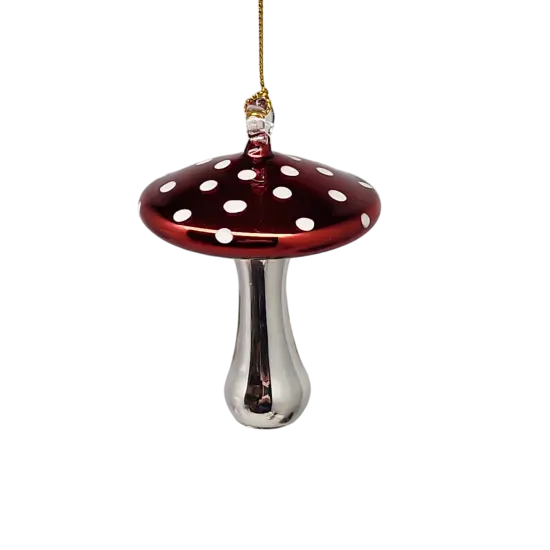 Shiny Cutes Red Mushroom Egyptian Glass Ornament {4}