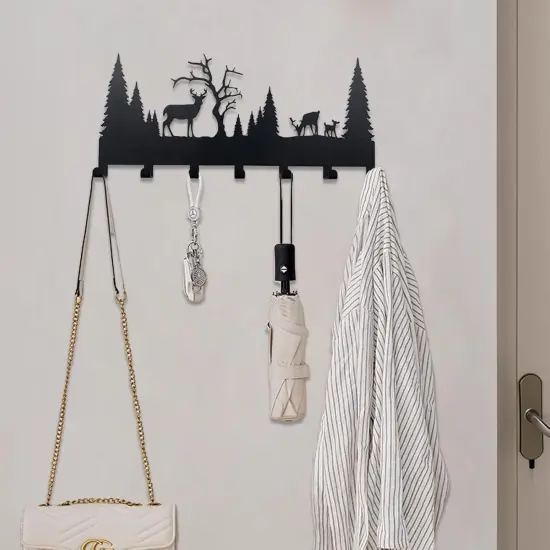 Wall Mounted Key Rack | Metal Key Rack Hook Organizer | Metal Key Organizer with 7 Hooks Wall Decoration for Front Door, Hallway, Kitchen, Office {5}