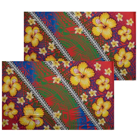 72" L x 45" W Hibiscus Assortment Polyester Sarong Fabric Style Three {5}