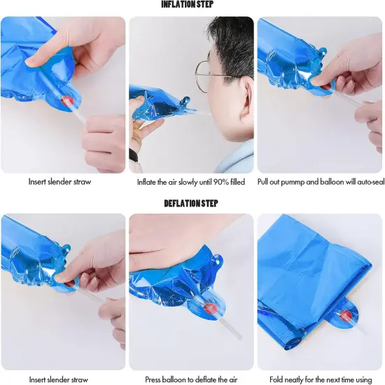 30 Pcs Blue -Happy Birthday Balloons Banner 16 Inch Mylar Foil Letters with Star & Heart {2}