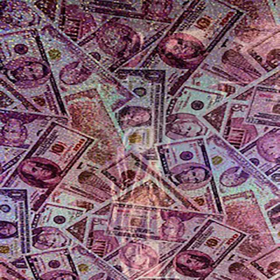 1 Yard Random Money Hologram Polyester Spandex Fabric 60 Inch Width Purple combo {1}