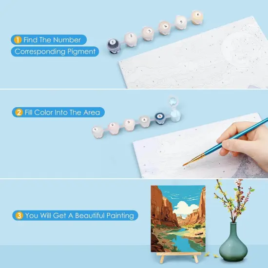 3 Pack Paint by Number for Adults Framed Canvas, National Park DIY Arts - 9 * 12 Inch {4}