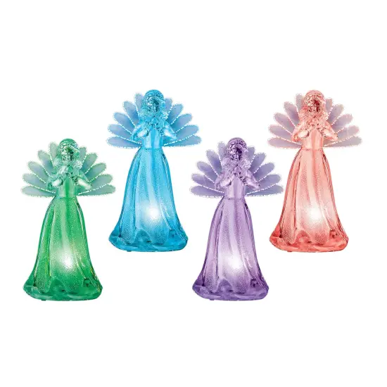 Collections Etc Color-Changing Fiber Optic Angels - Set of 4 {2}