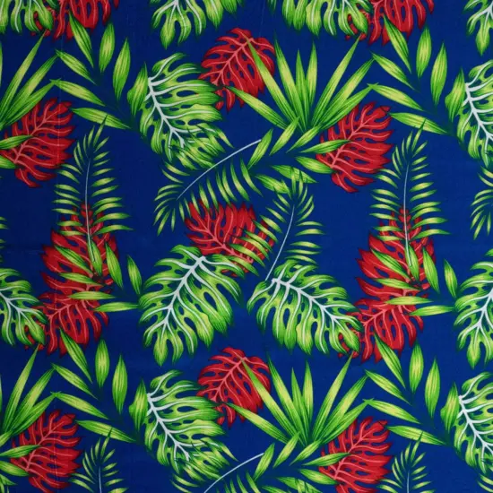 1 Yard Monstera & Split Leaves Rayon Poplin Fabric 44/45" Wide Navy {4}