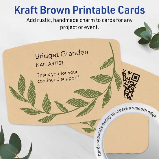 Avery Printable Arched Rectangle Flat Cards, Sure Feed Technology, 5" x 7", Matte Kraft Brown Cardstock, Laser/Inkjet Printable, 20 Total, Great for Product Branding, Marketing, and More {9}